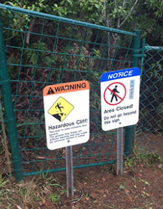 cliff hazard sign