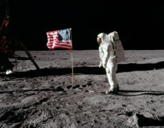 USA flag on the moon